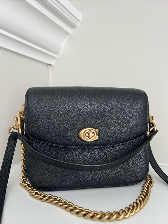 Coach Handbags - Coach Black Pebbled Leather Shoulder Bag with Gold Hardware